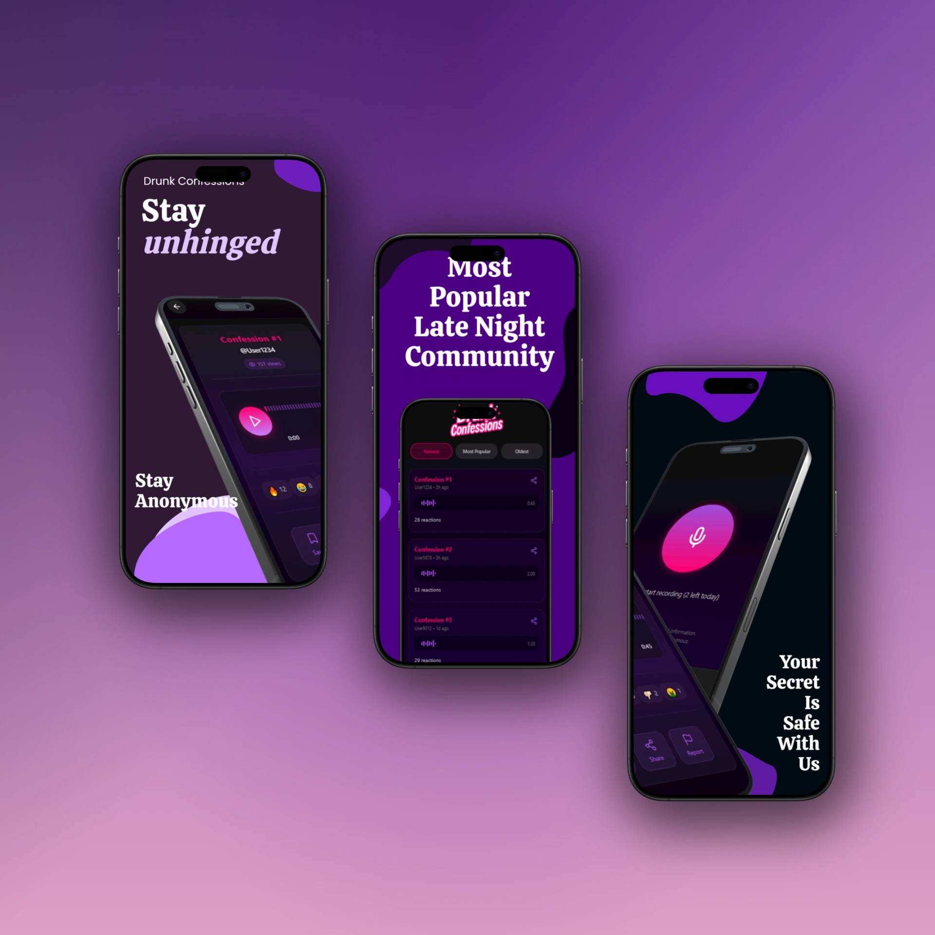 Drunk Confession mobile app screenshot — Flutter · FlutterFlow · Mobile