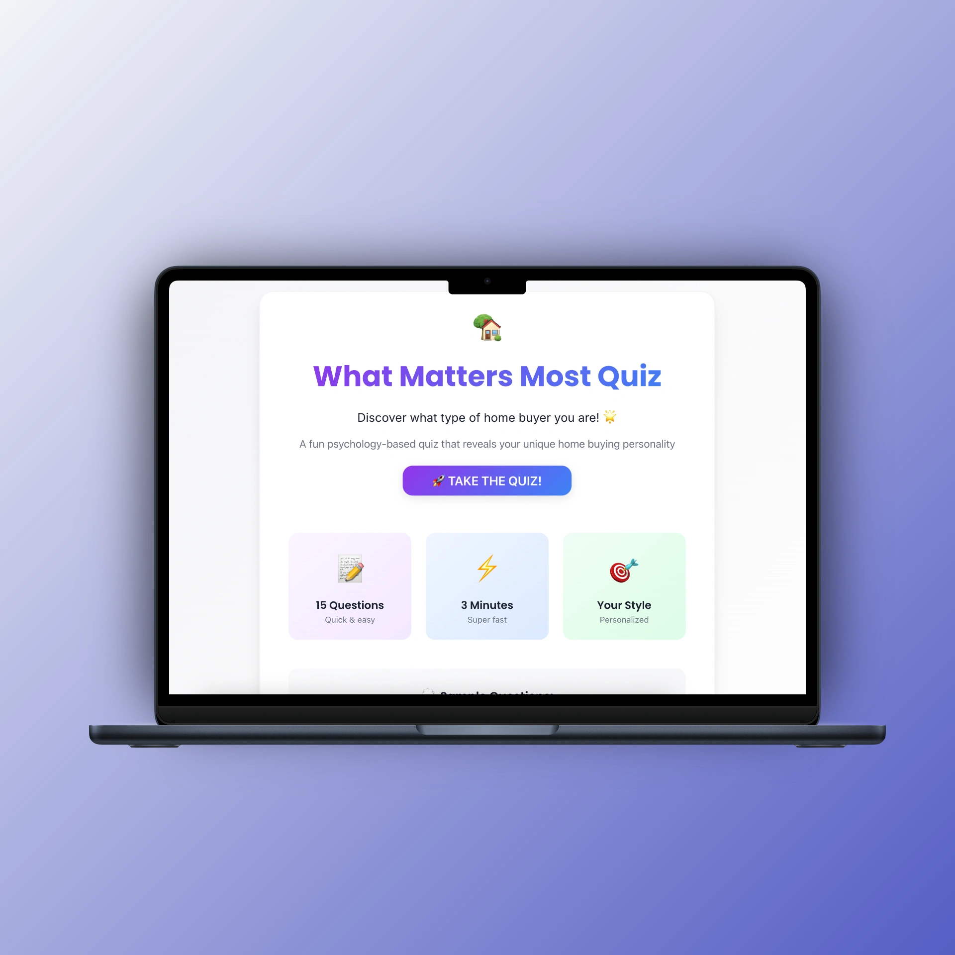 WhatMattersMostQuiz website screenshot — Vibe Coder · Data Visualizer